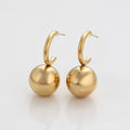 Gold Ball Drop Hoop Earrings