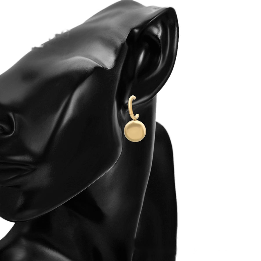 Gold Ball Drop Hoop Earrings