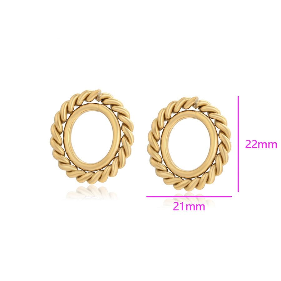 Gold Twisted Oval Stud Earrings