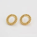 Gold Twisted Oval Stud Earrings