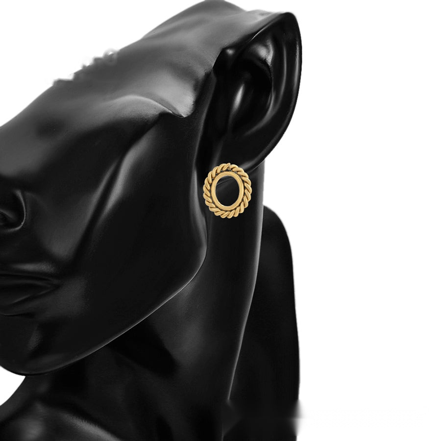 Gold Twisted Oval Stud Earrings