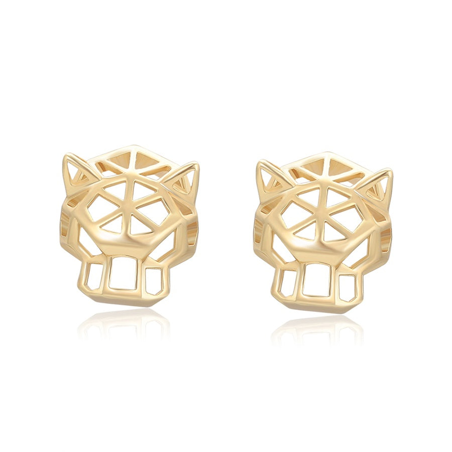 Gold Geometric Panther Stud Earrings