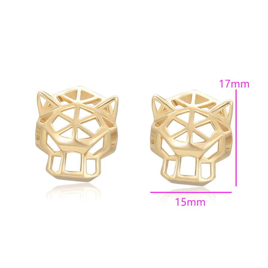 Gold Geometric Panther Stud Earrings
