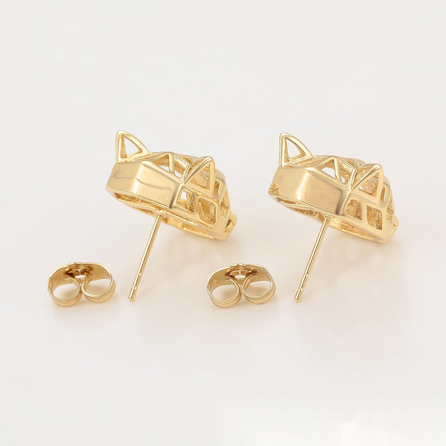 Gold Geometric Panther Stud Earrings