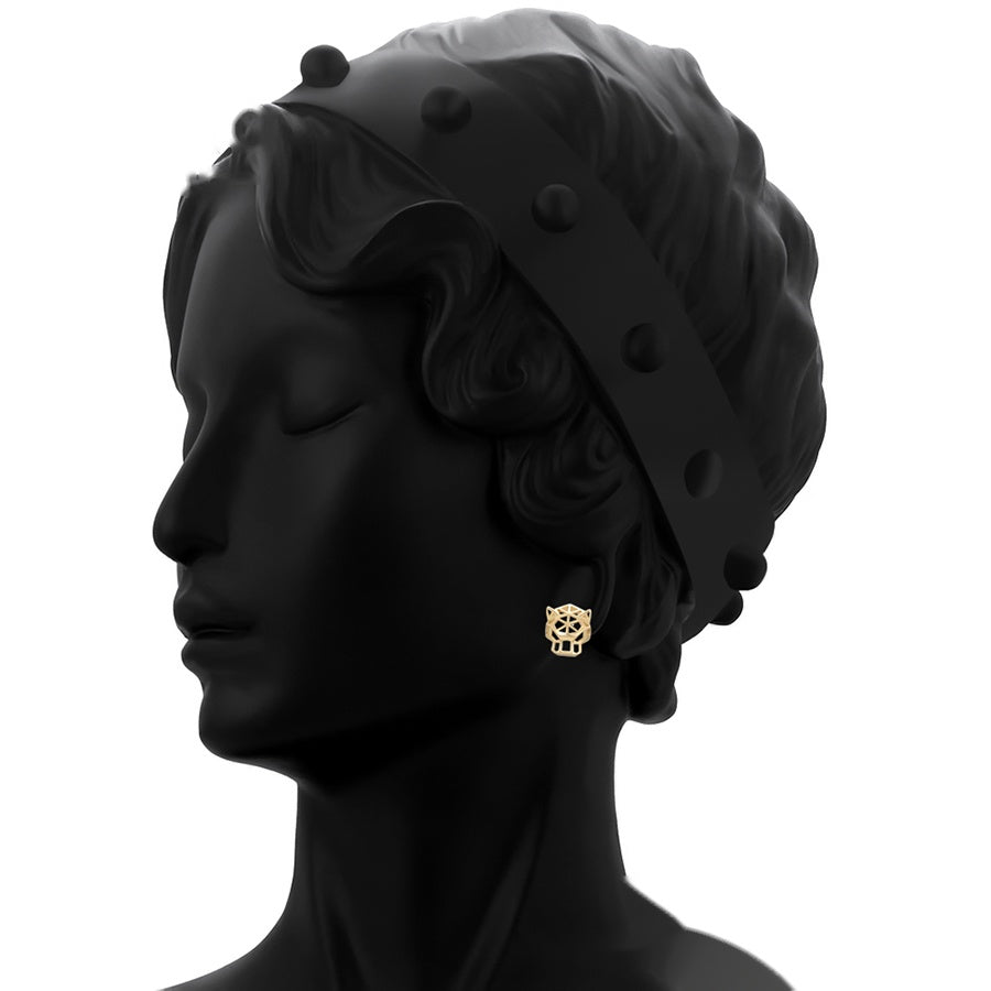 Gold Geometric Panther Stud Earrings