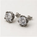 Silver Round Crystal Stud Earrings