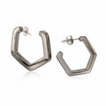 Silver-Tone Geometric Pentagon Hoop Earrings