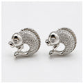 Silver Crystal Fish Stud Earrings