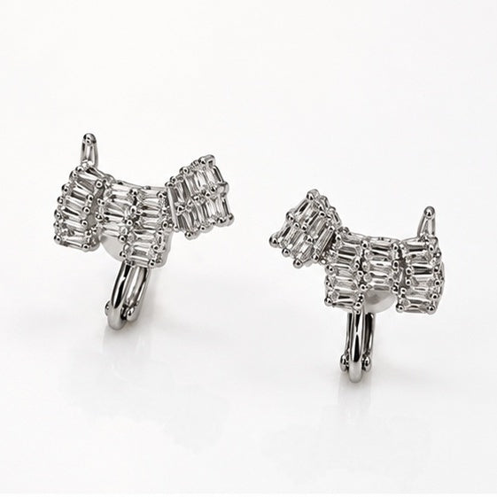 Silver Westie Dog Crystal Earrings