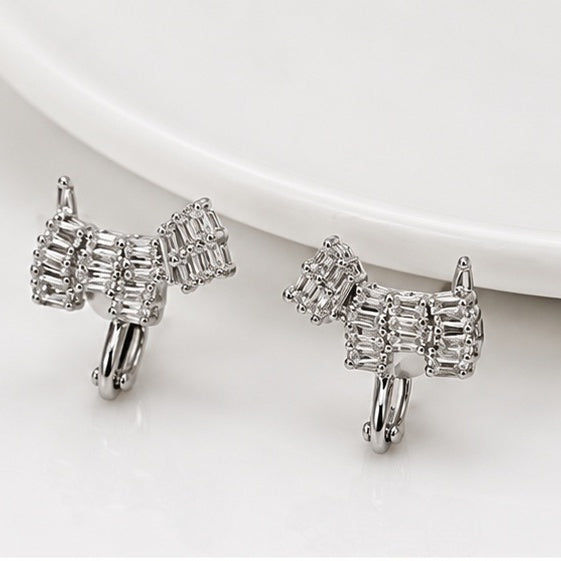 Silver Westie Dog Crystal Earrings